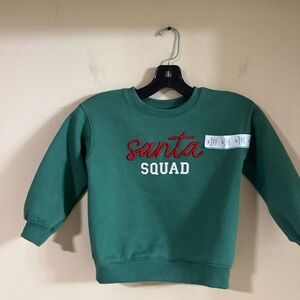 Cat & Jack Sweatshirt Boys 4T Green Santa Squad Fleece Christmas Top Pullover…77